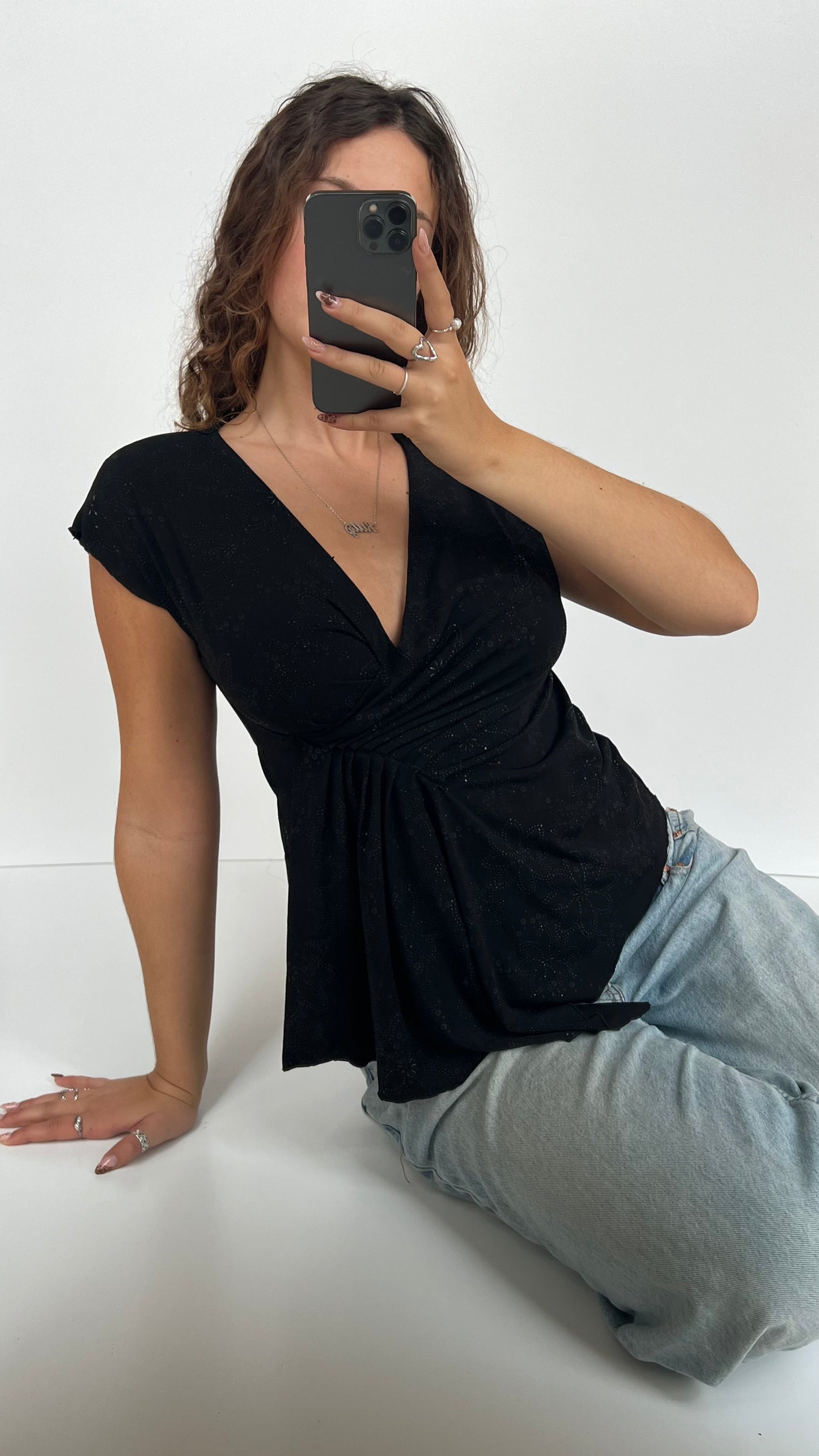 00s black asymmetric top- size M