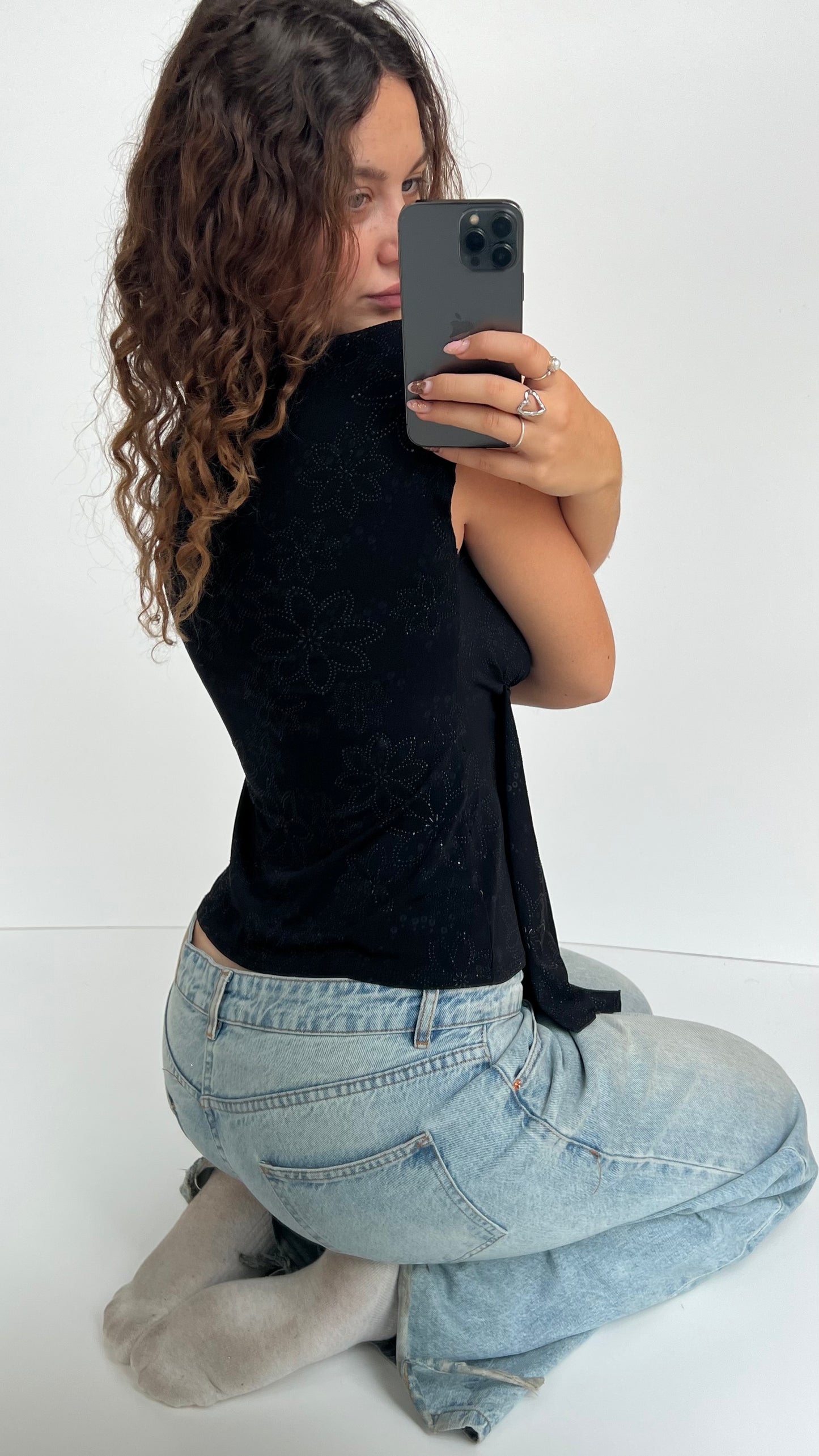 00s black asymmetric top- size M