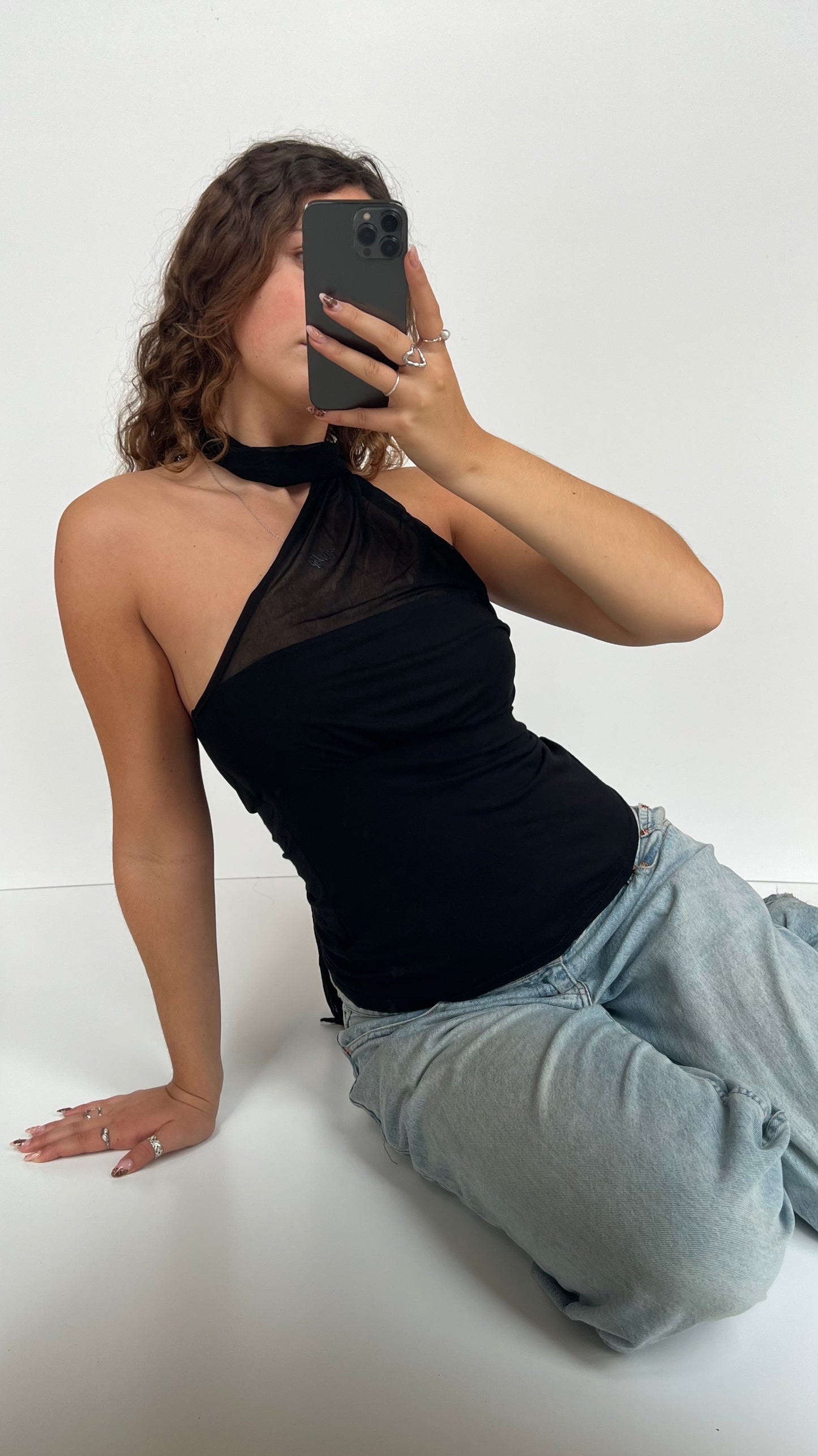 00s black scarf halter cami- size S/M