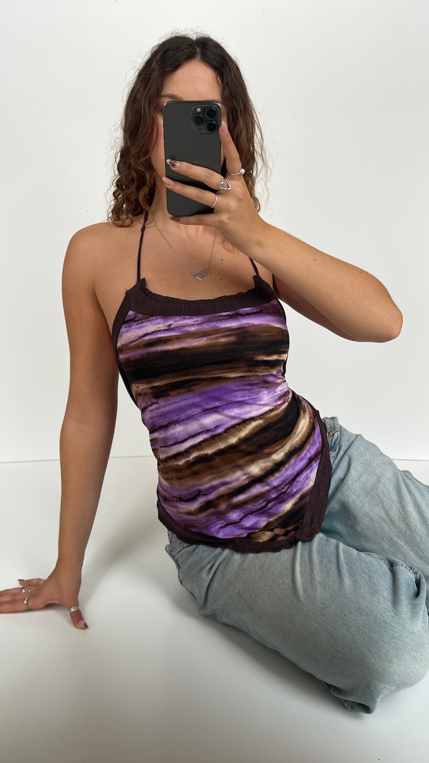 00s purple brown halter cami- size S