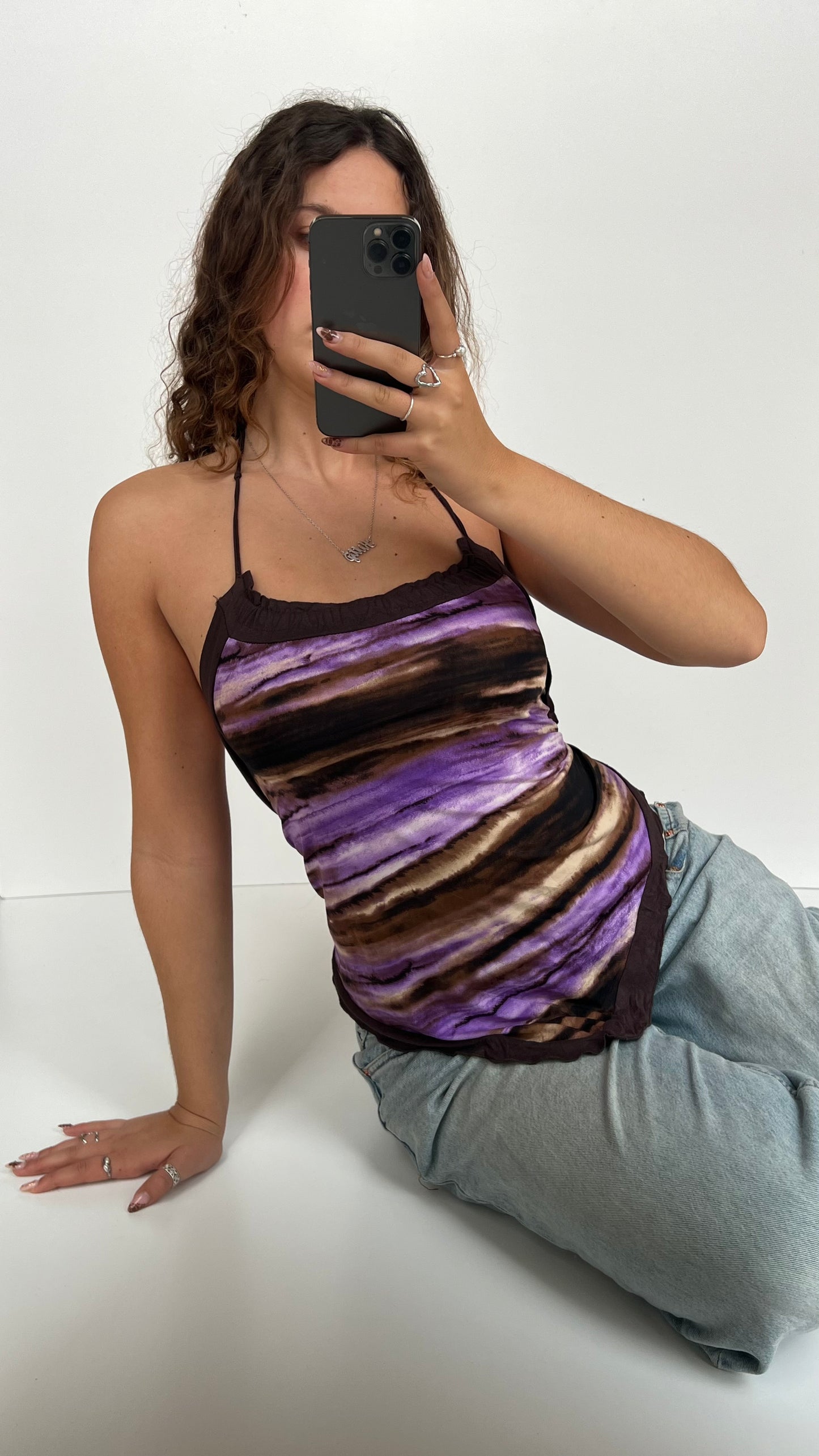 00s purple brown halter cami- size S