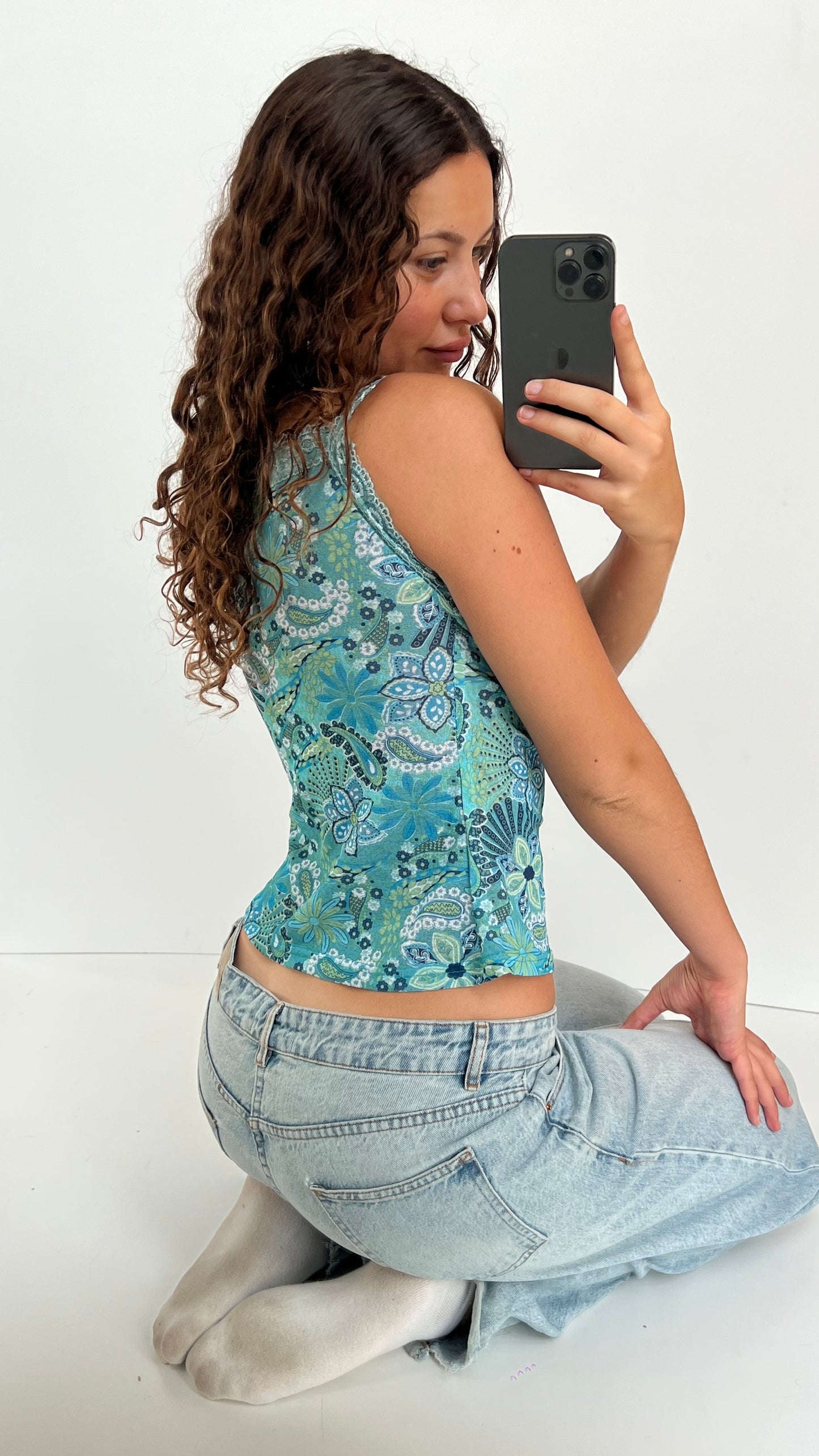 00s blue mesh cami- size S