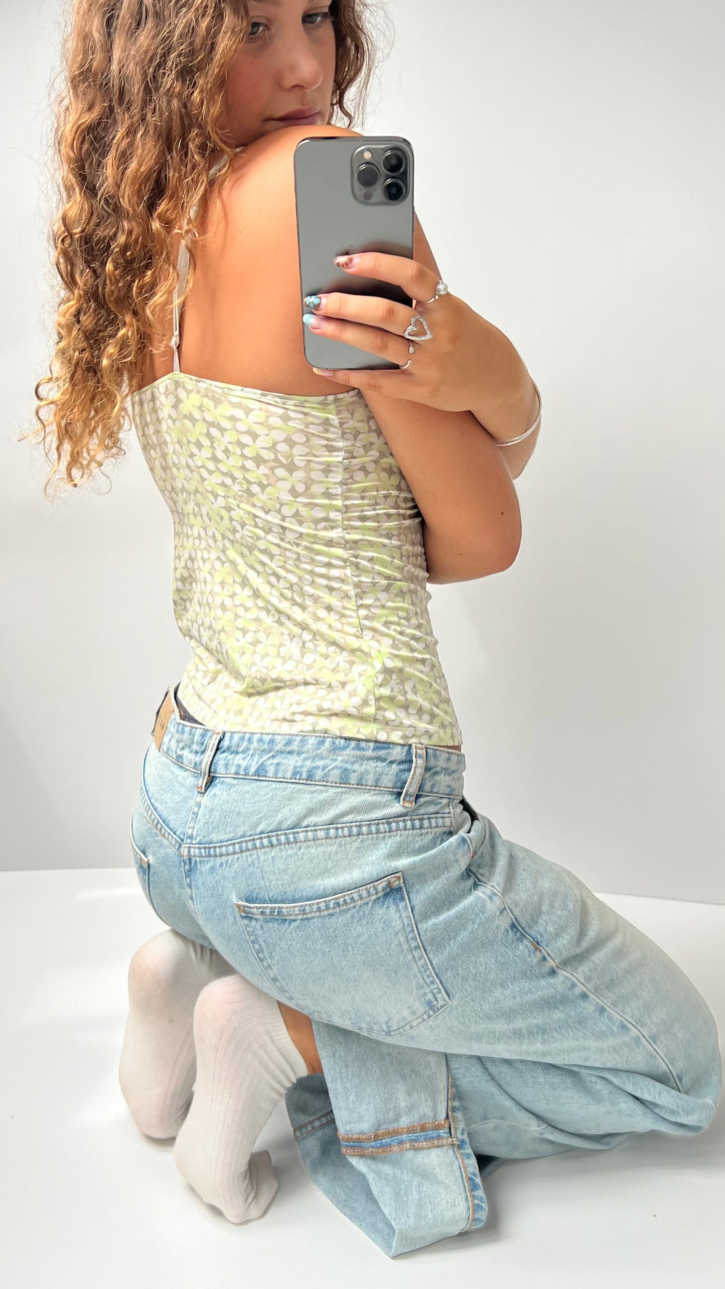 00s green patterned cami- size M