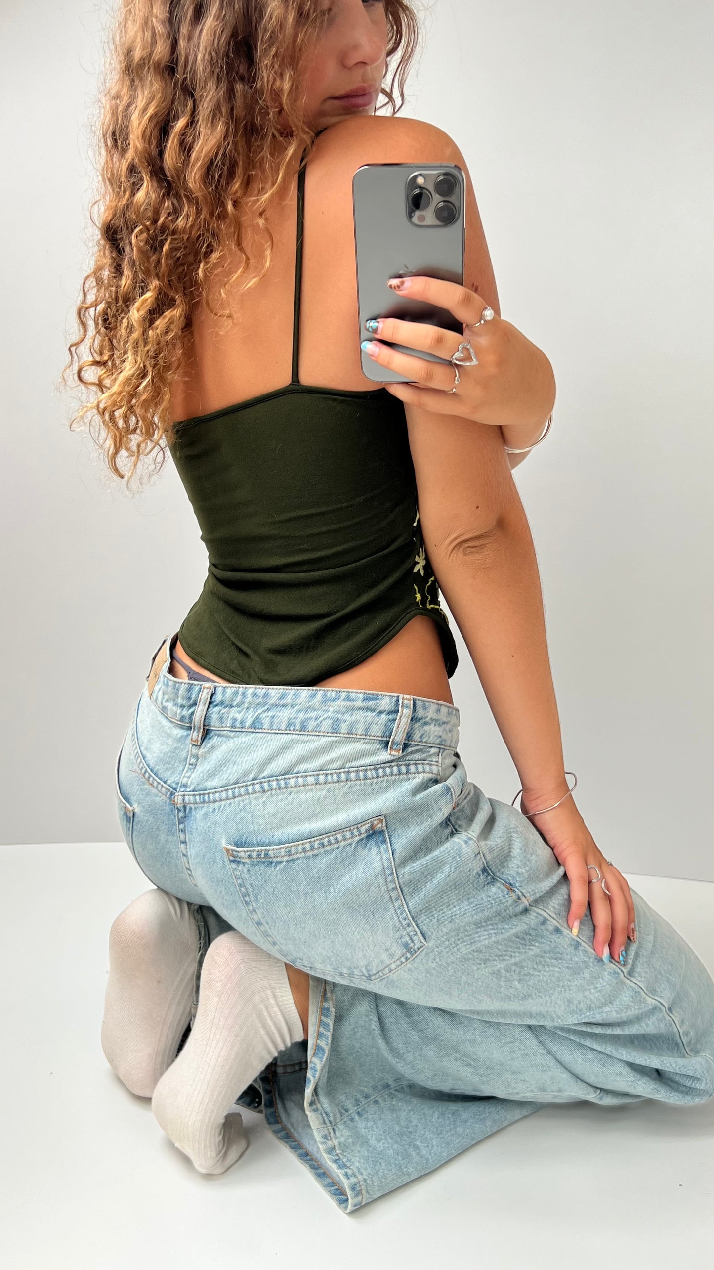 00s khaki floral cami- size S