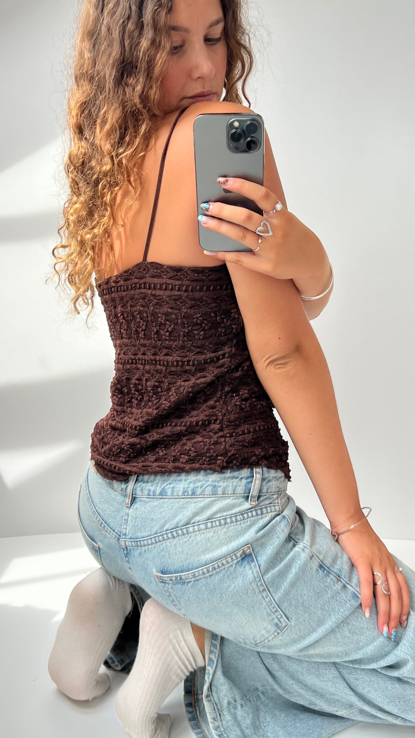 00s brown lace cami- size M/L