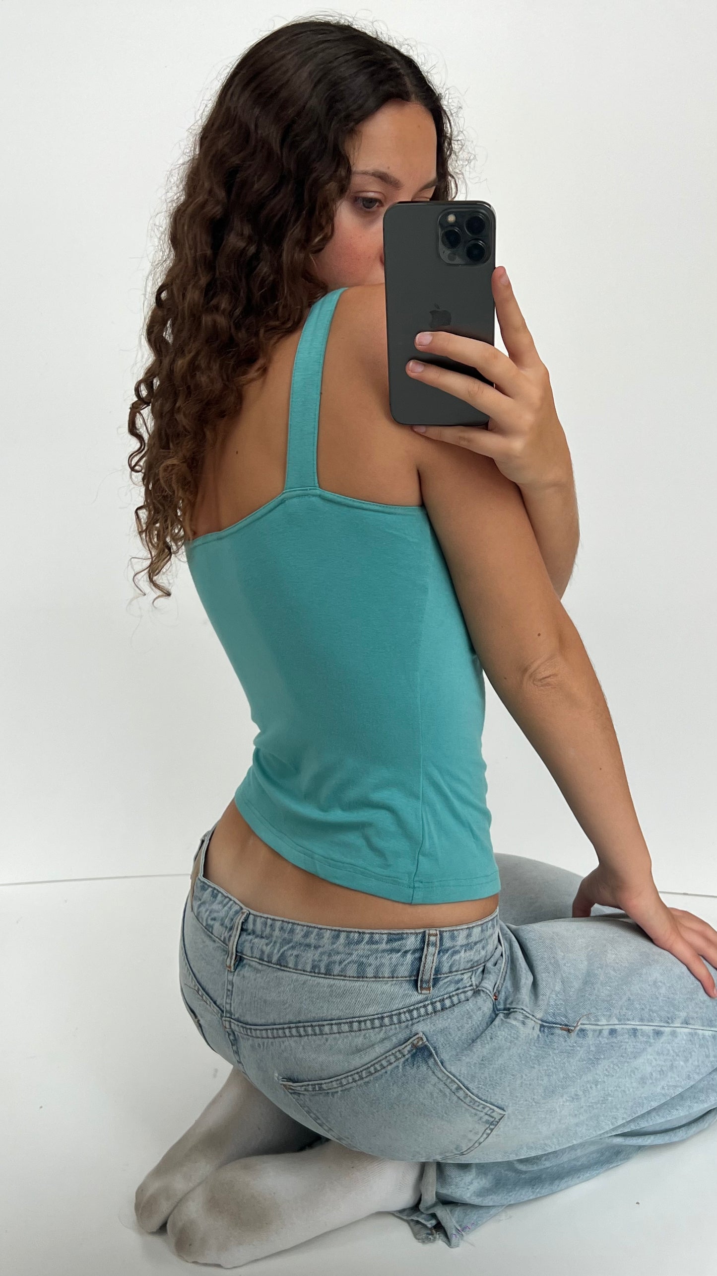 00s teal sequin cami- size M