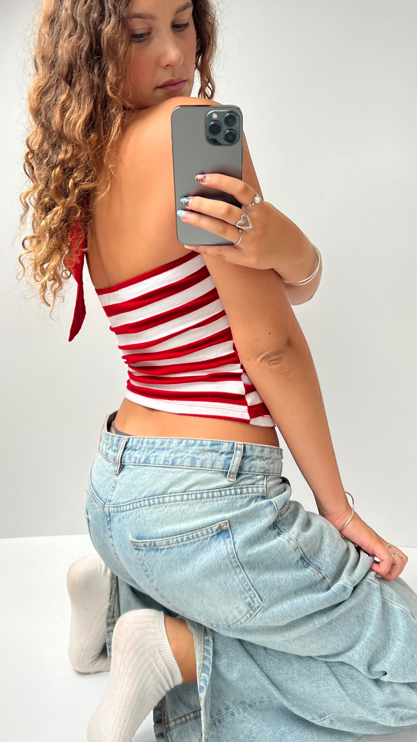 00s red striped cami- size S