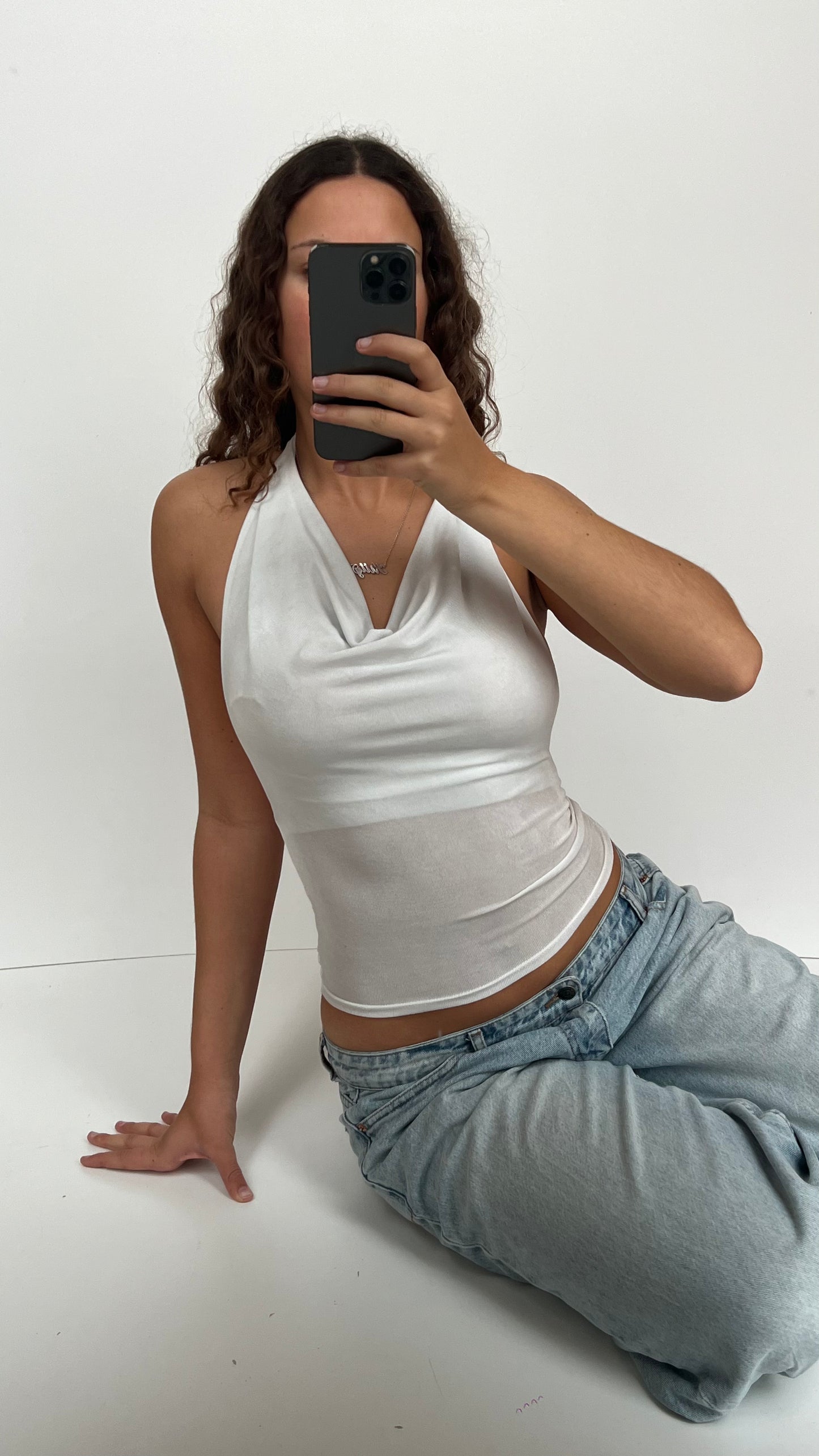 00s backless white cami- size S