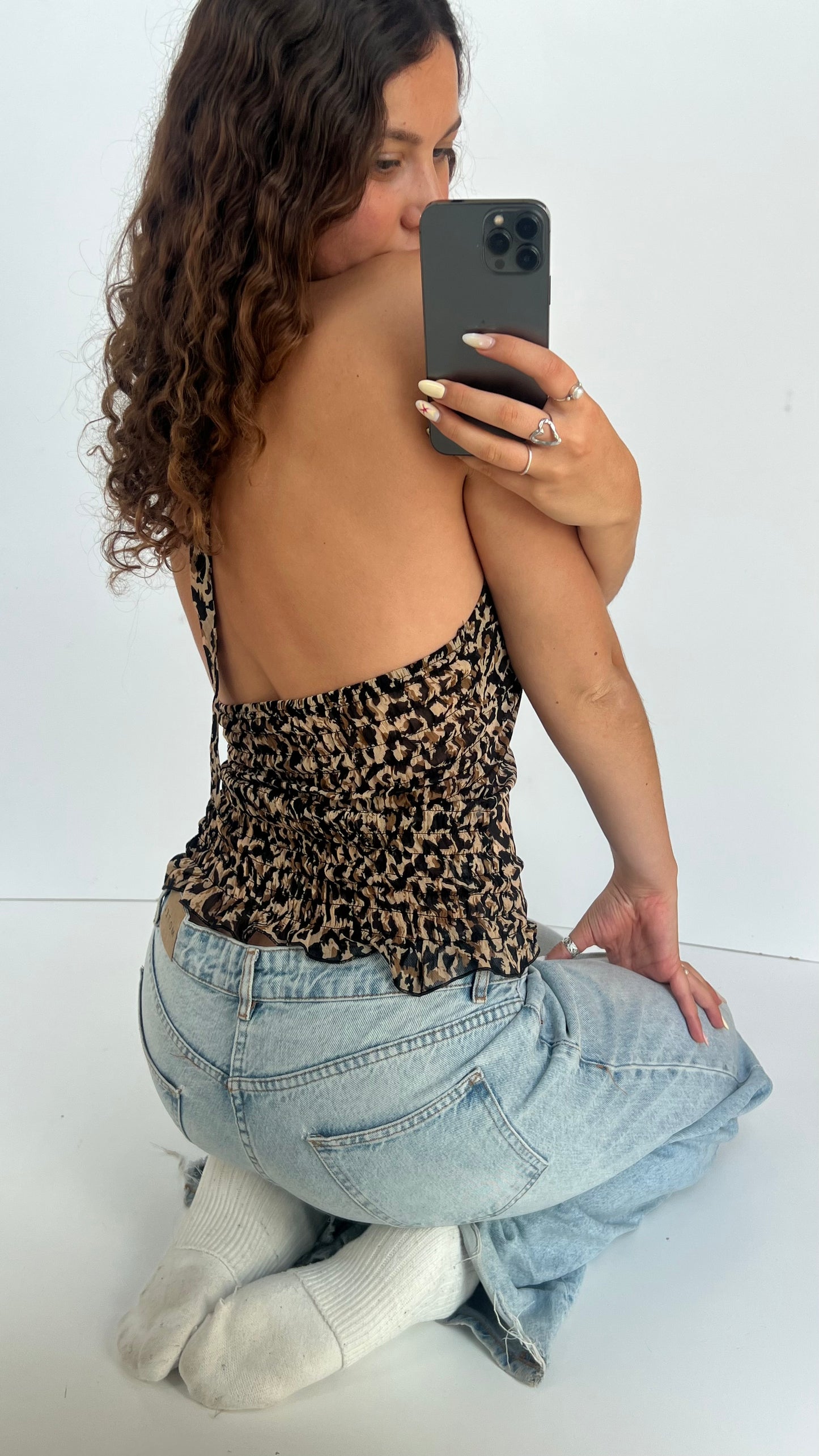 00s leopard print halter cami- size L