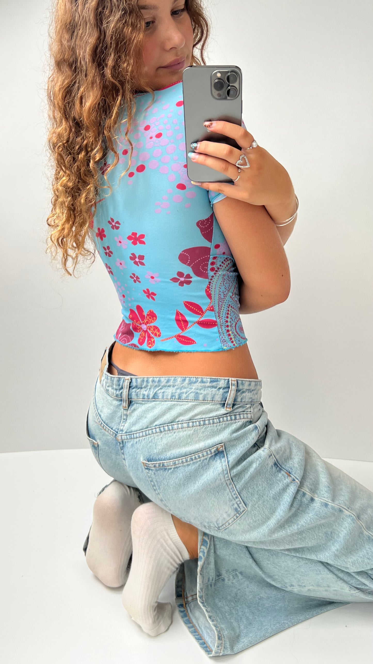 00s baby blue baby tee- size S