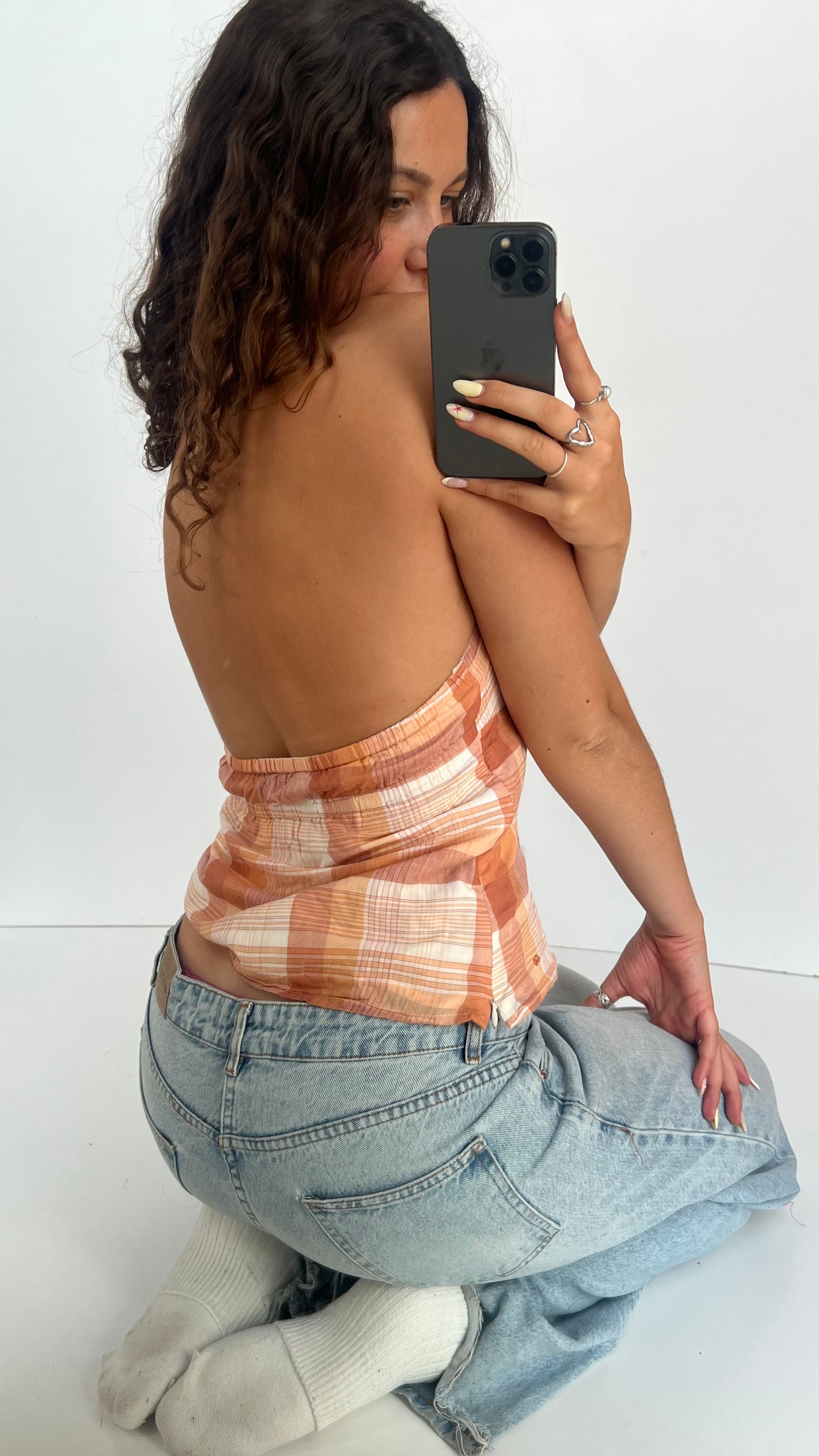 00s orange plaid cami- size S