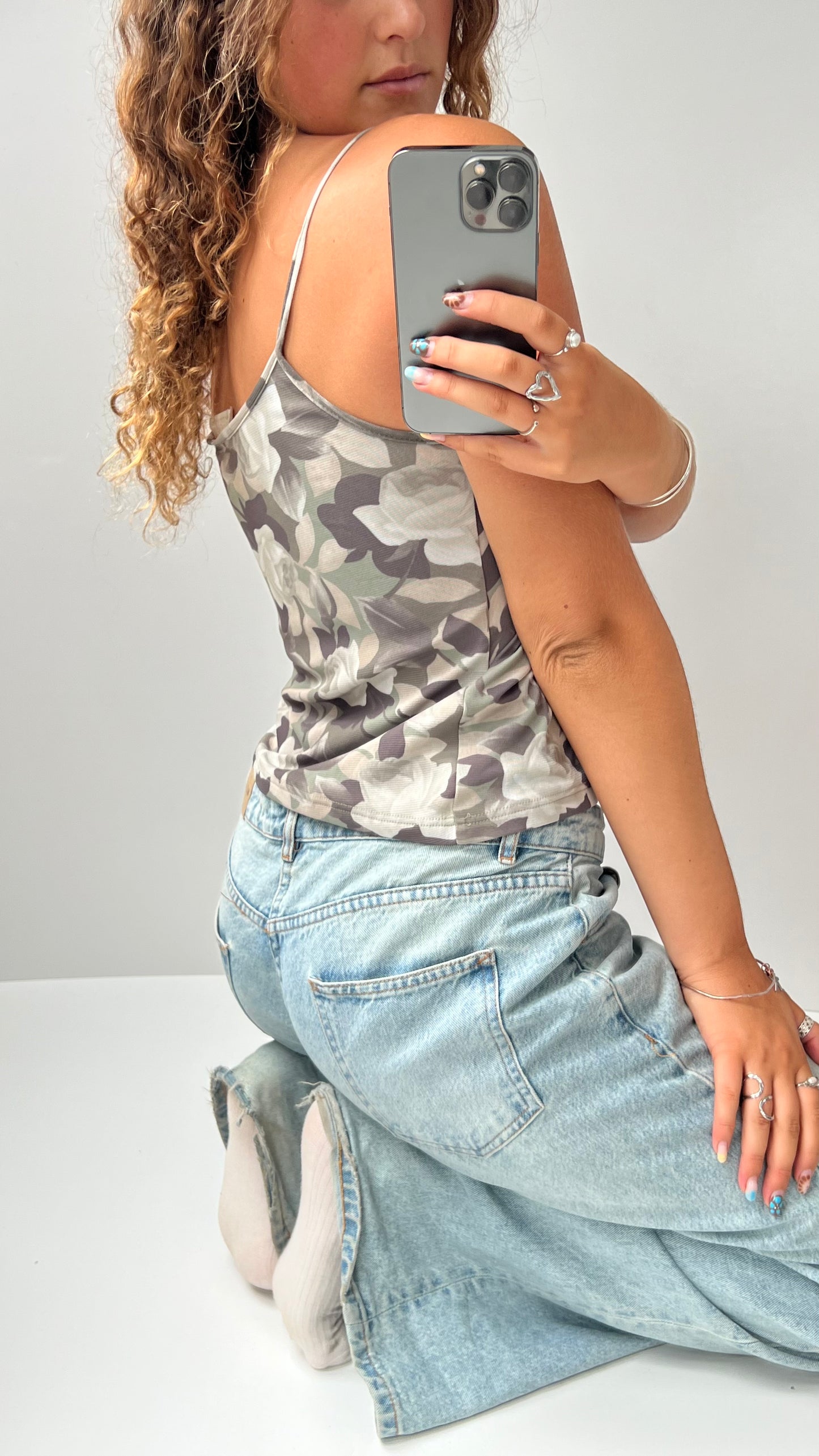 00s camo floral mesh cami- size M