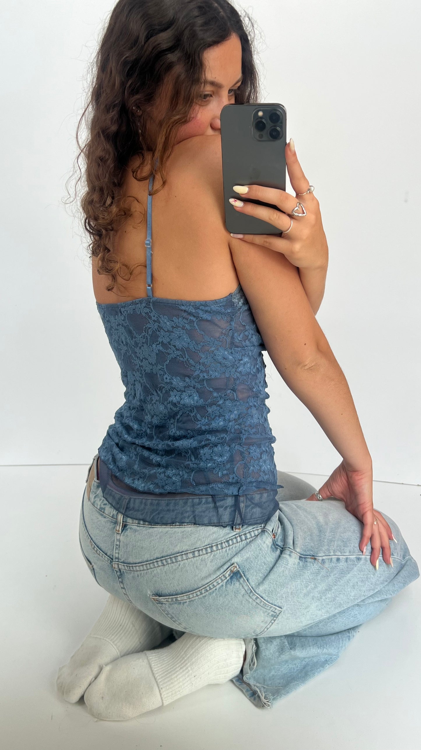00s blue lace cami- size M