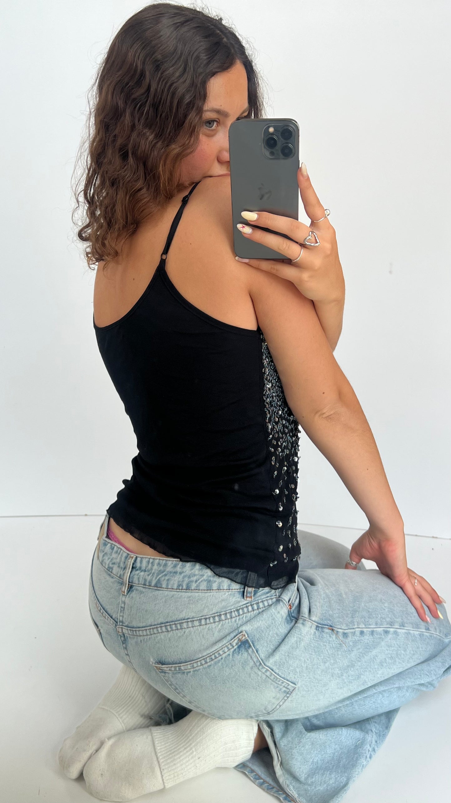 00s black sequin cami- size M
