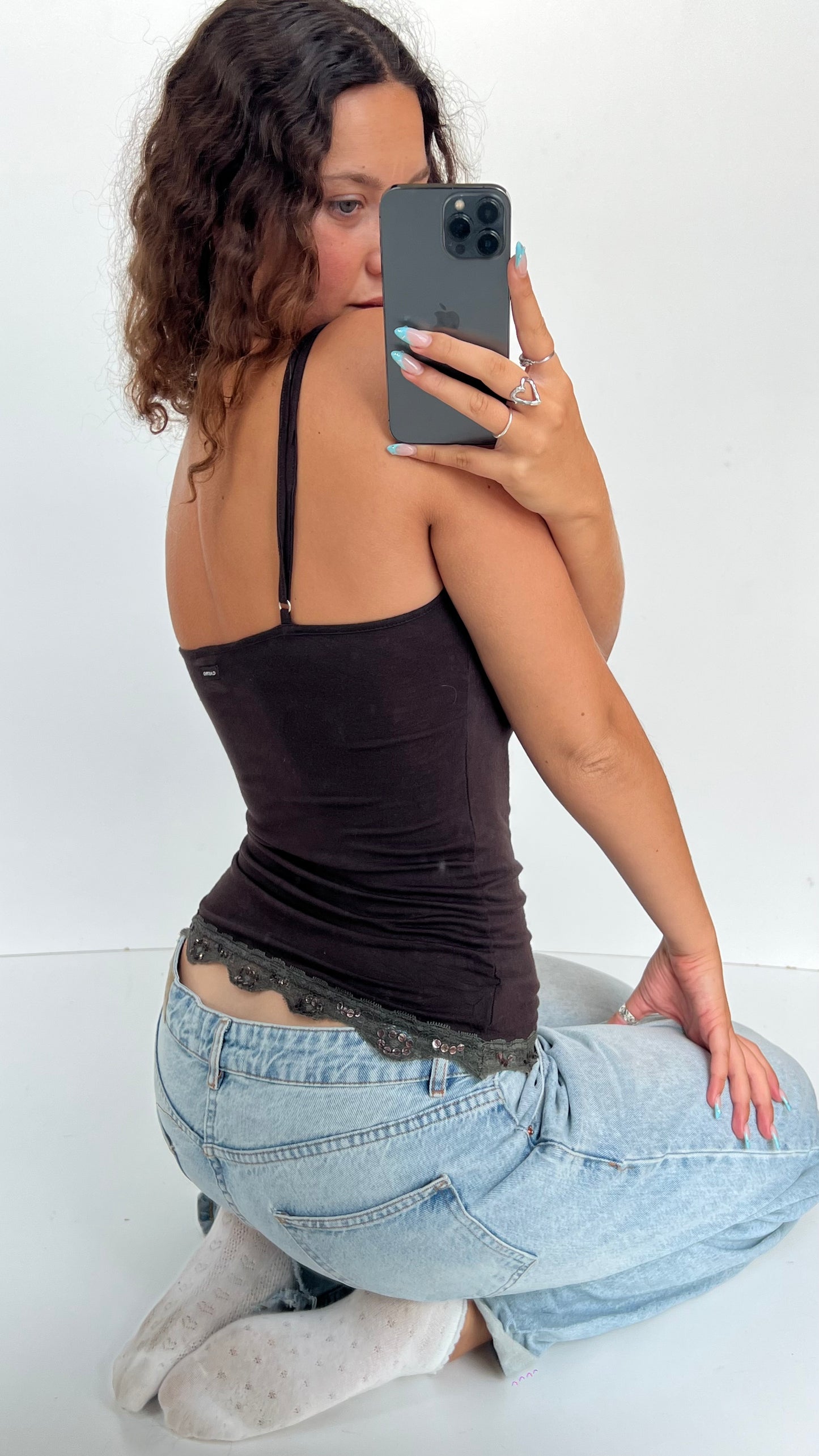 00s brown lace cami- size XS