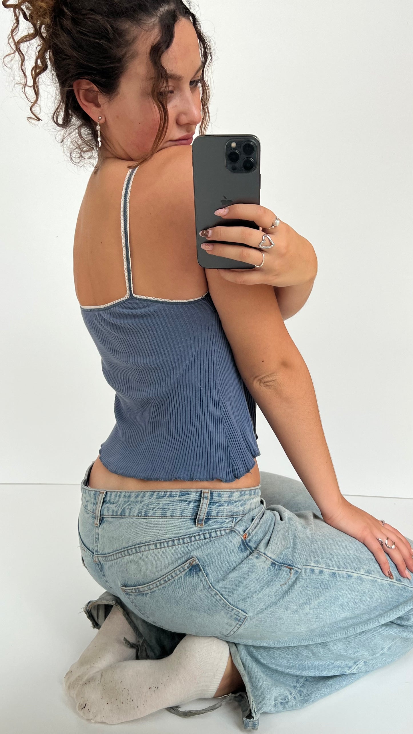 00s baby blue lace cami- size M