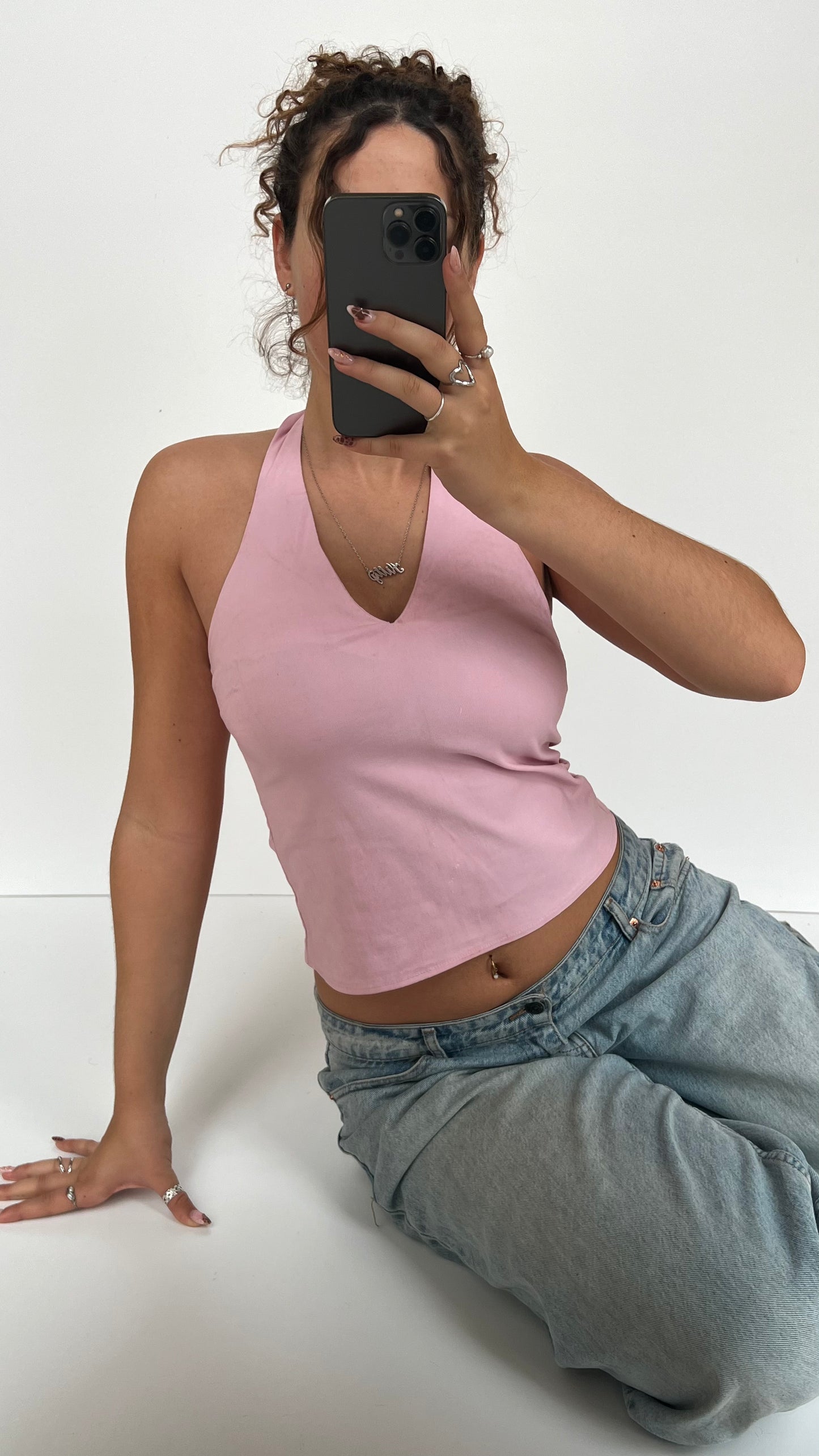 00s pink halter cami- size S