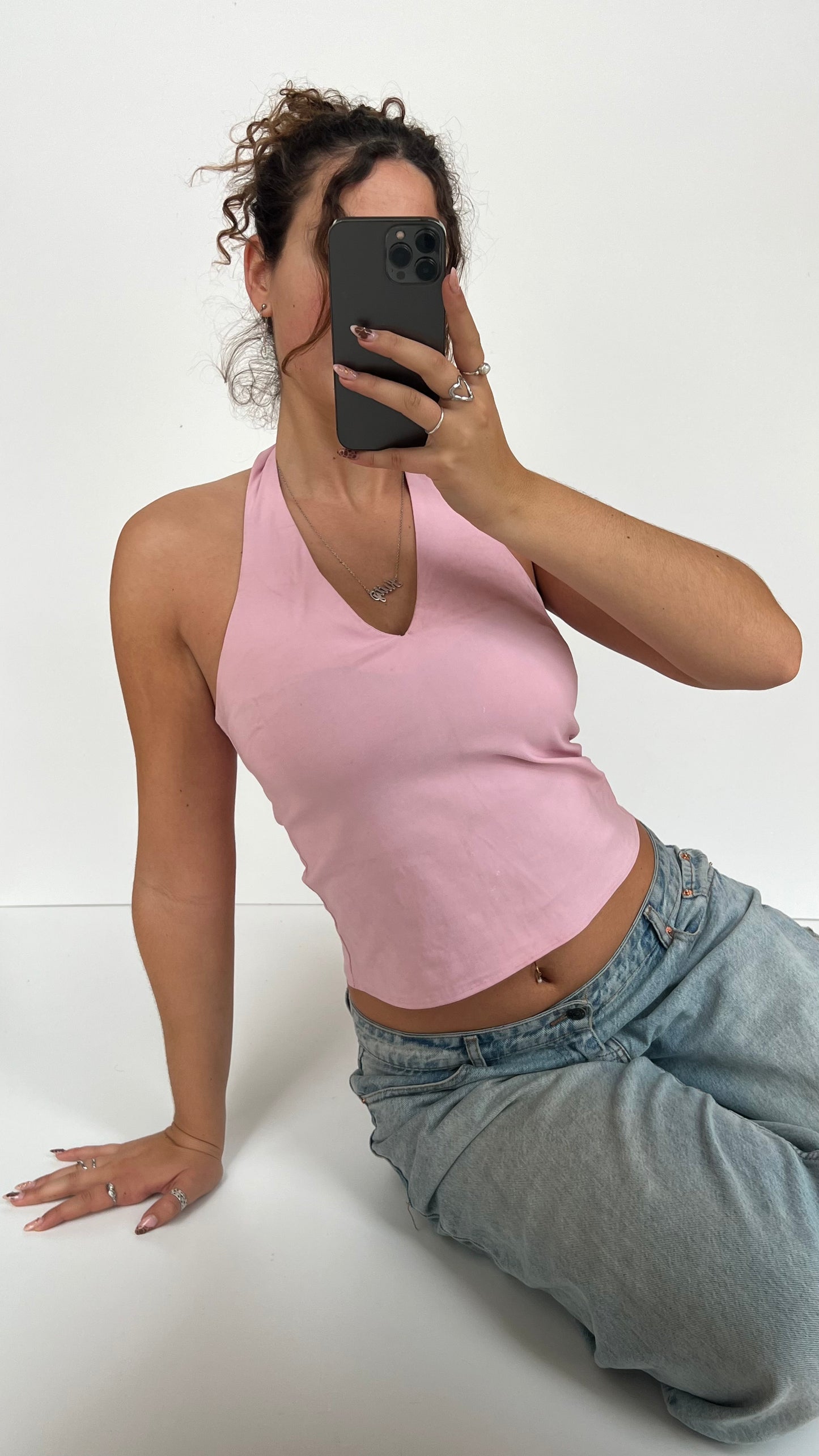 00s pink halter cami- size S