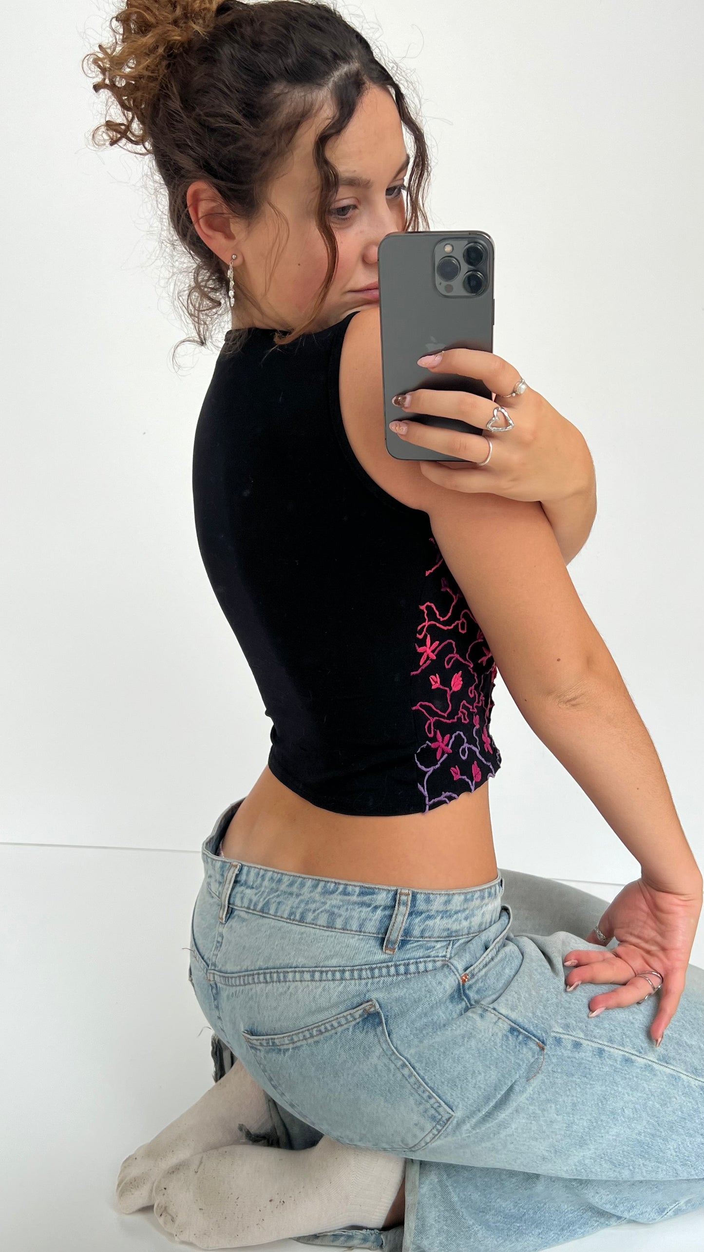 00s Morgan De Toi black pink tank top- size XS