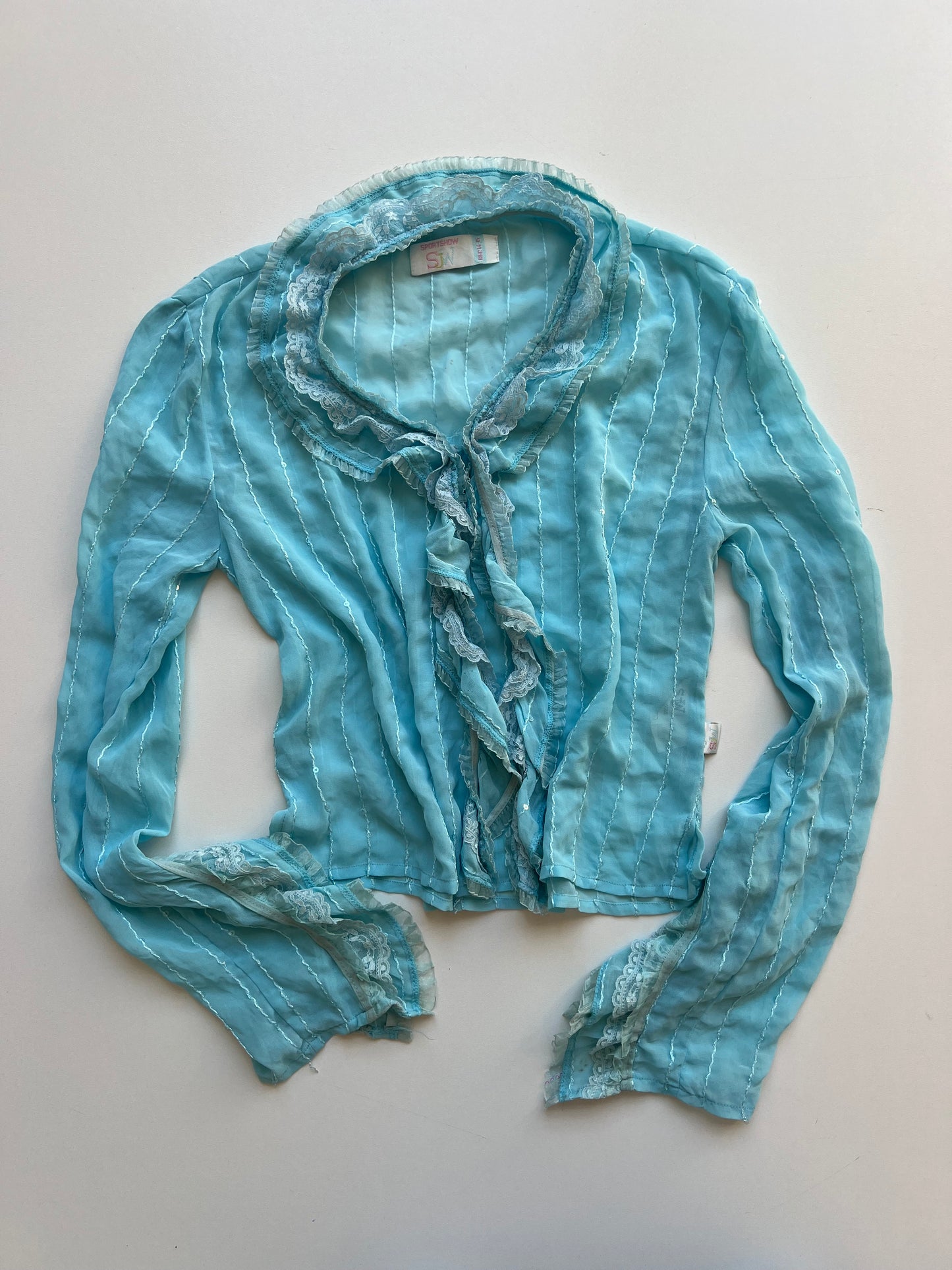 00s teal mesh sequin top- size XS