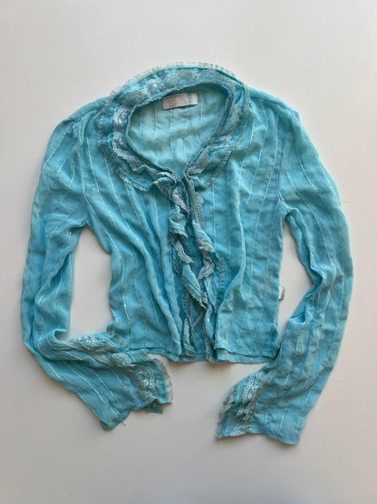 00s teal mesh sequin top- size XS