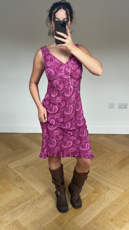 00s pink paisley midi dress- size M