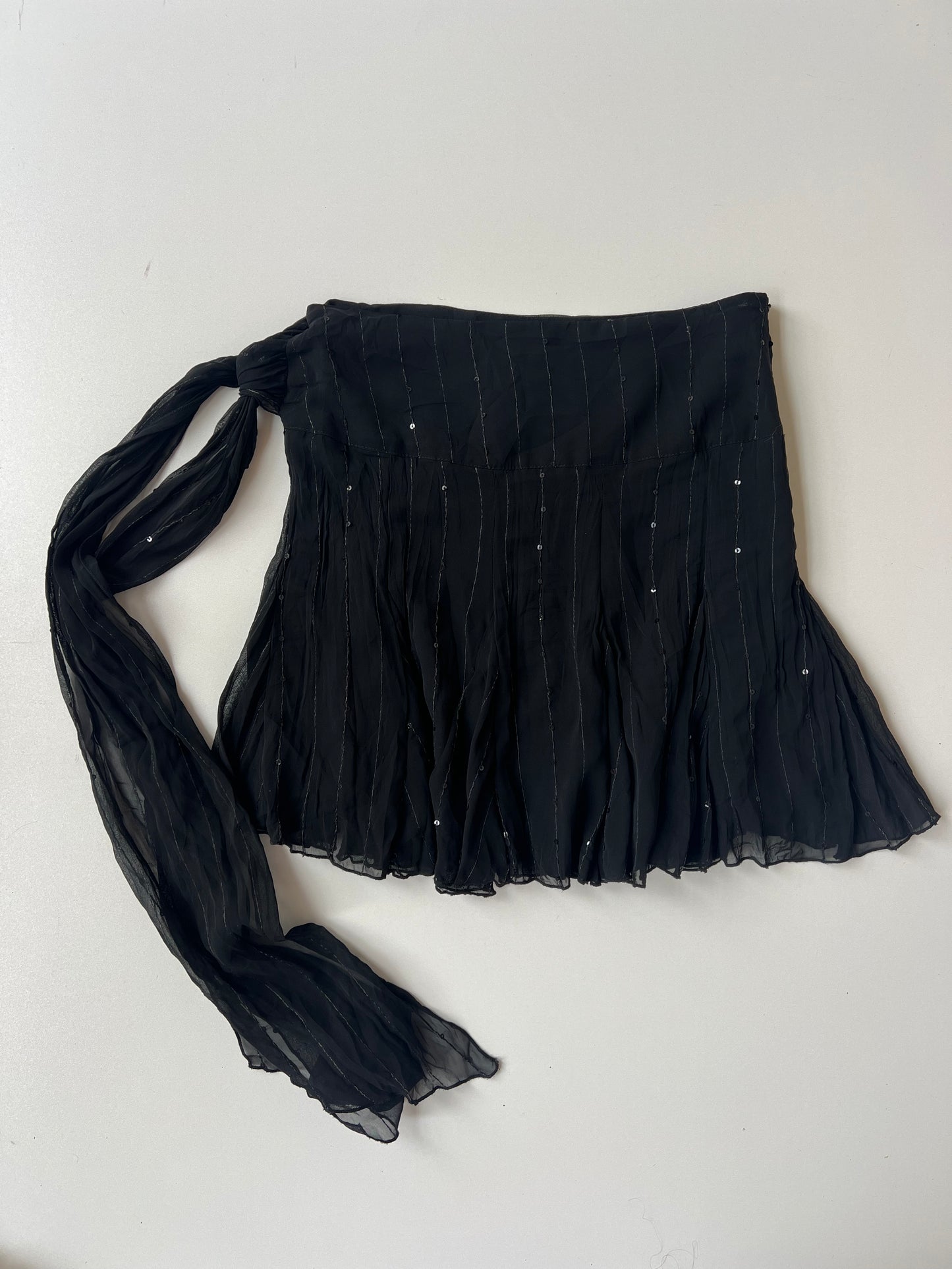 00s black mesh sequin mini skirt- size S