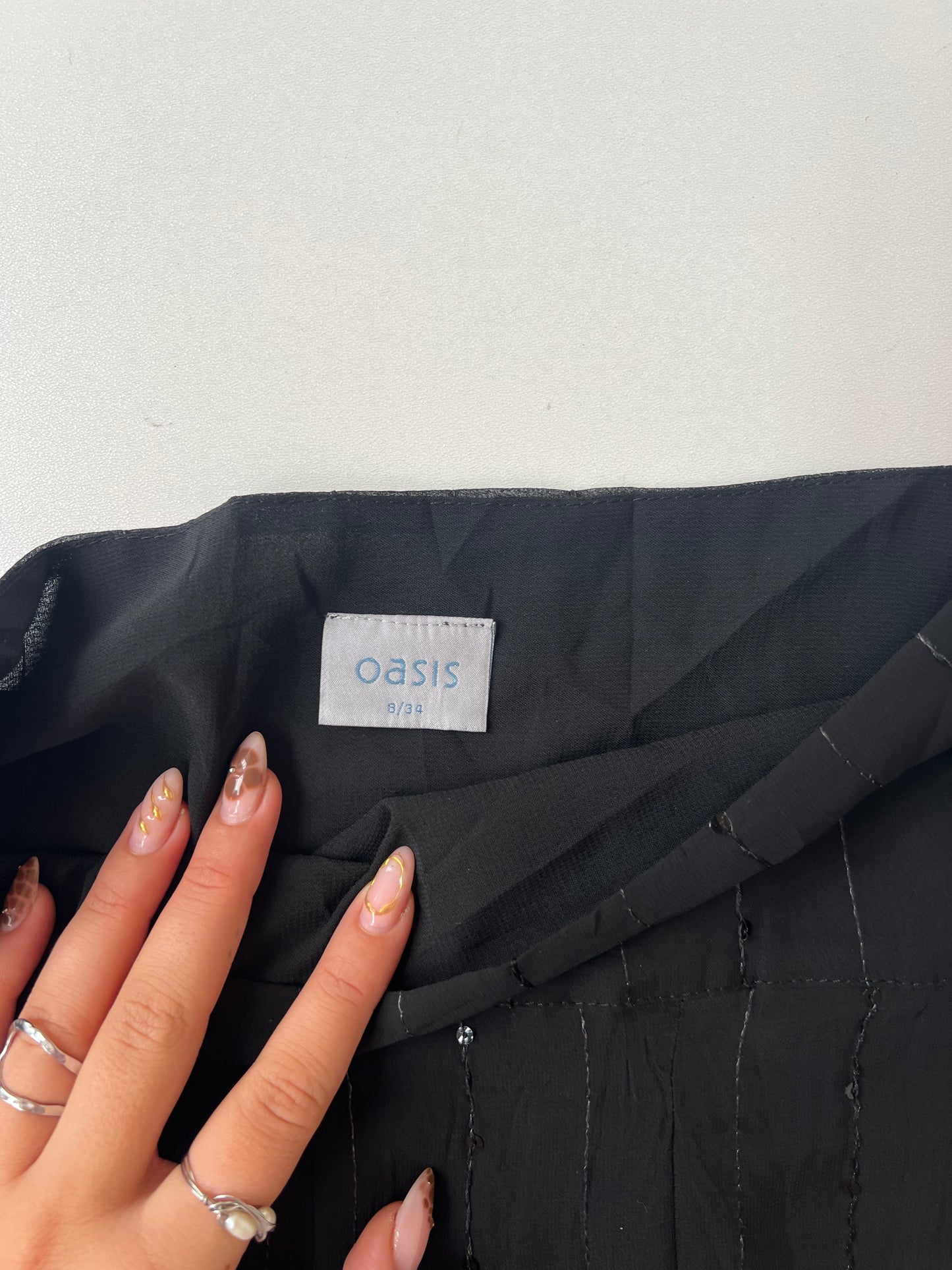 00s black mesh sequin mini skirt- size S