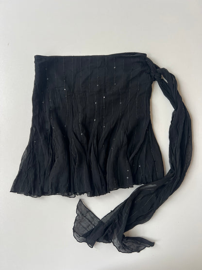 00s black mesh sequin mini skirt- size S