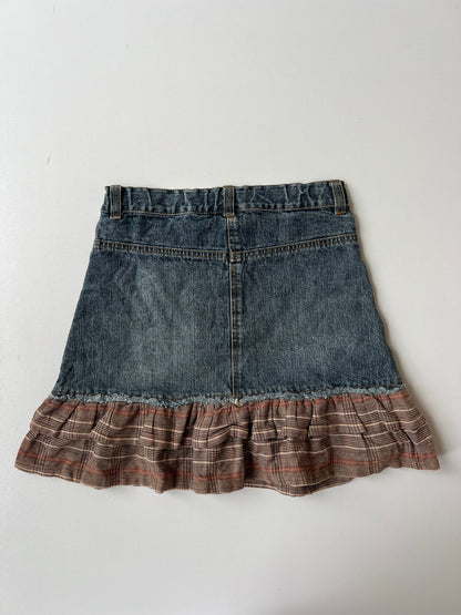 00s denim plaid mini skirt- size XS