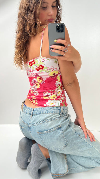 00s pink floral cami- size S