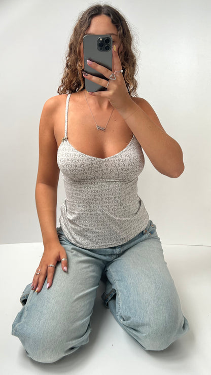 00s white floral cami- size M