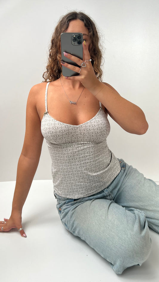 00s white floral cami- size M