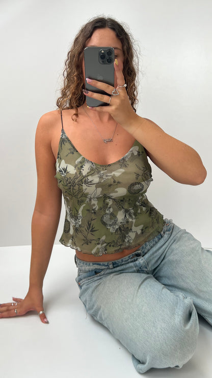 00s camo mesh cami- size M
