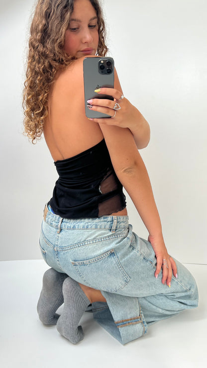 00s black mesh halter cami- size S