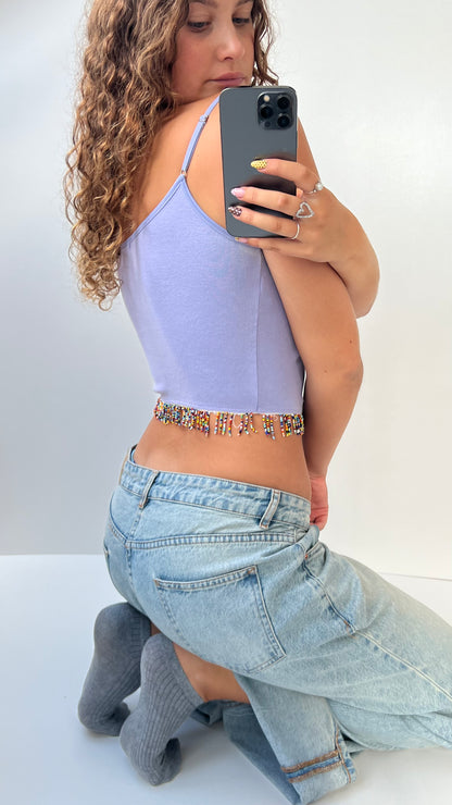 00s purple beaded cami- size S