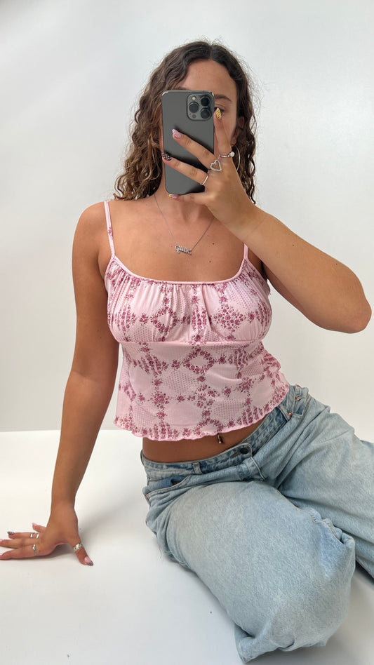 00s pink floral cami- size M