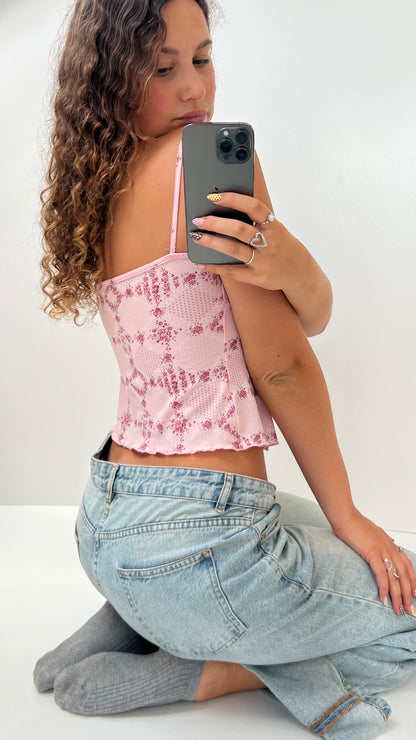 00s pink floral cami- size M
