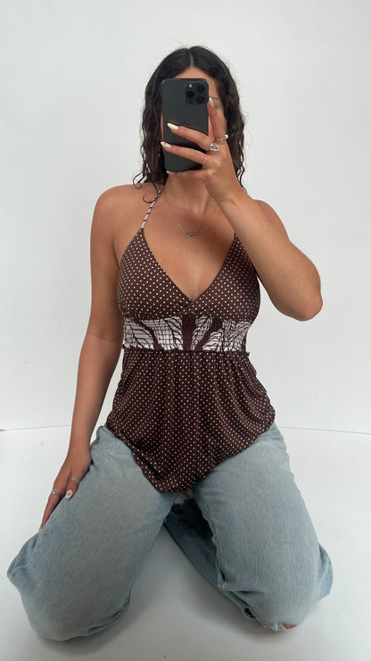 00s brown polka dot cami- size M