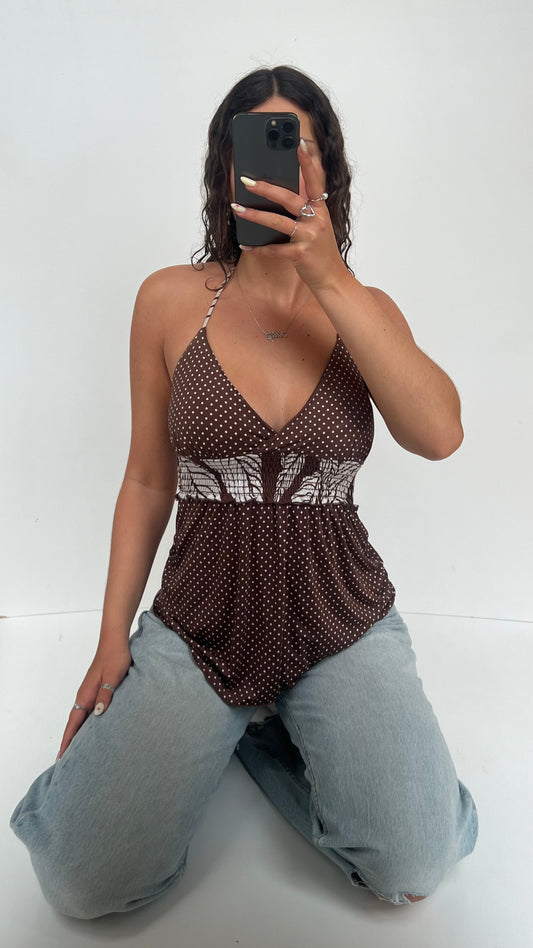 00s brown polka dot cami- size M
