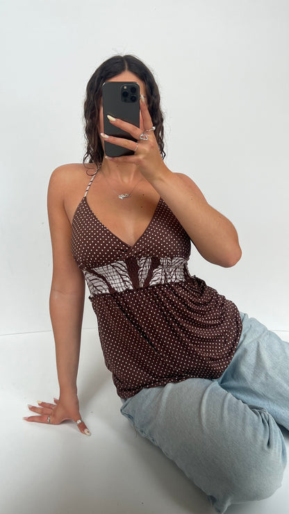 00s brown polka dot cami- size M