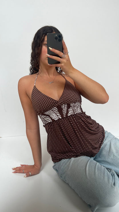 00s brown polka dot cami- size M