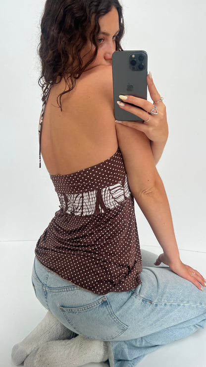 00s brown polka dot cami- size M