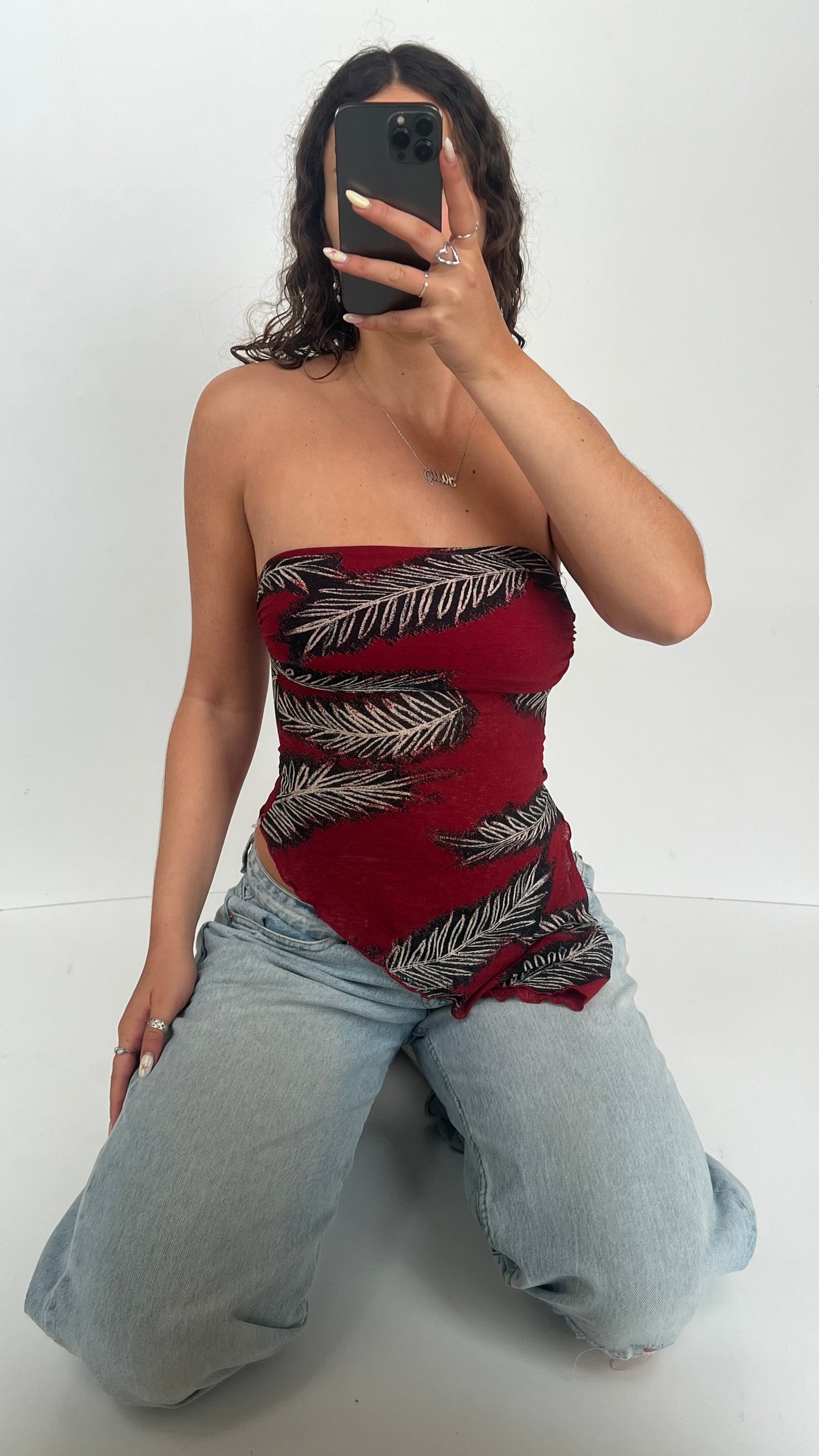 00s red strapless cami- size XS