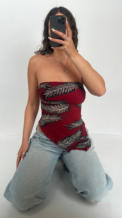00s red strapless cami- size XS