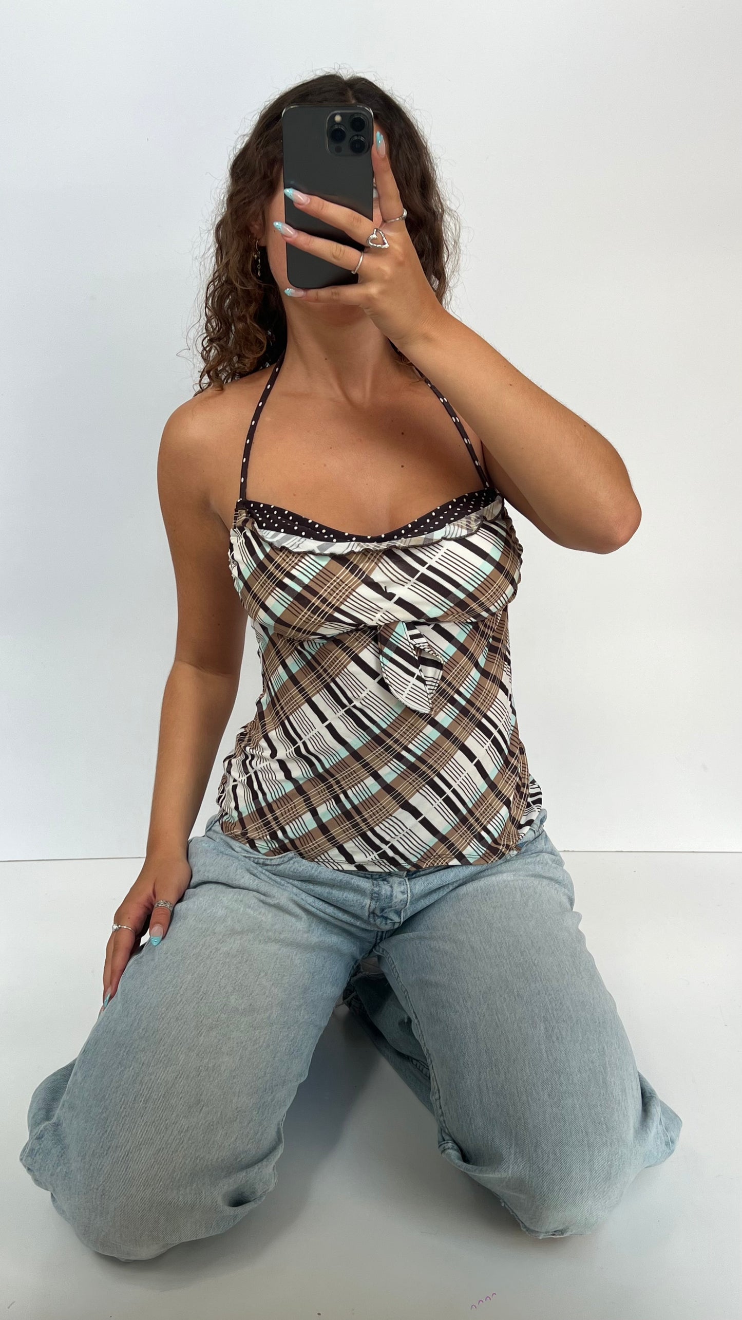 00s brown plaid cami- size M
