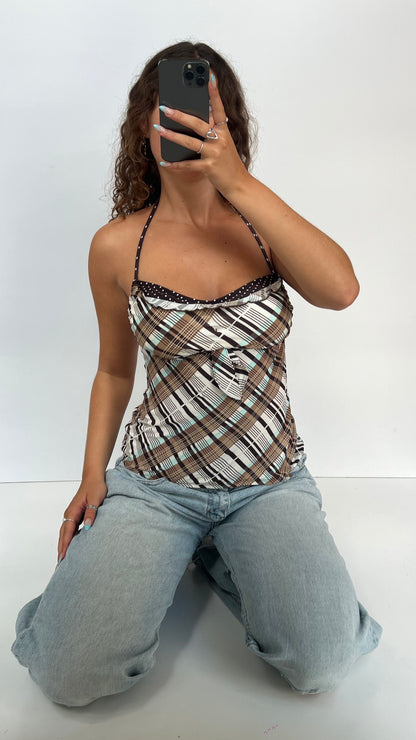 00s brown plaid cami- size M