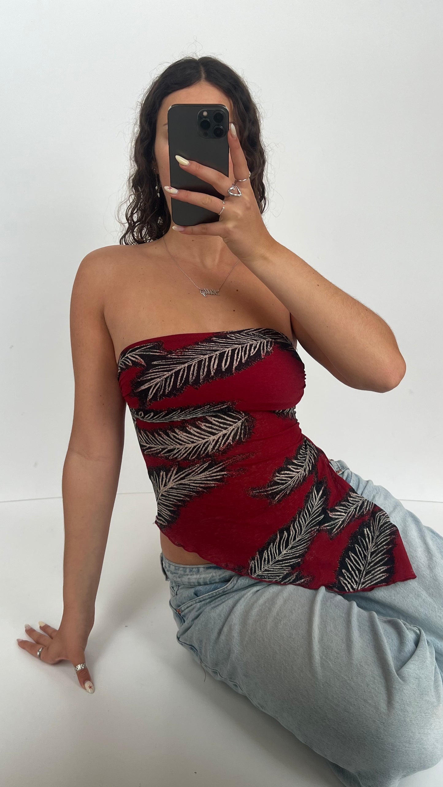 00s red strapless cami- size XS