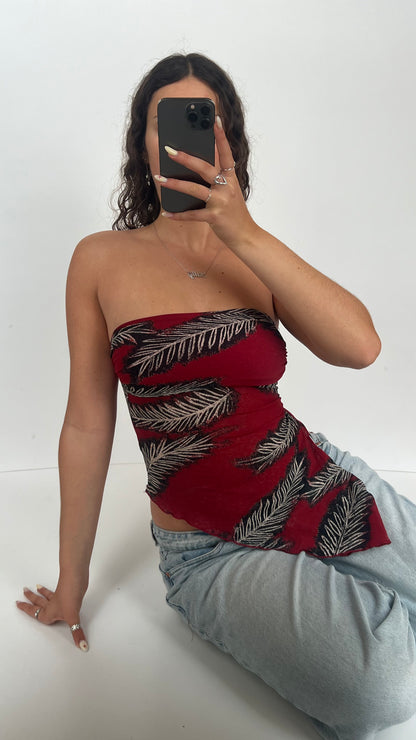 00s red strapless cami- size XS