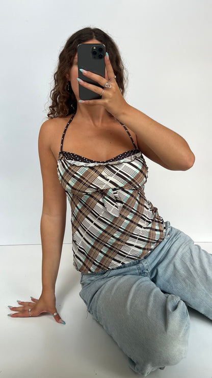 00s brown plaid cami- size M